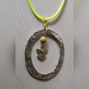 Goldtone Circular, Angel Pendant Aromathrapy Necklace